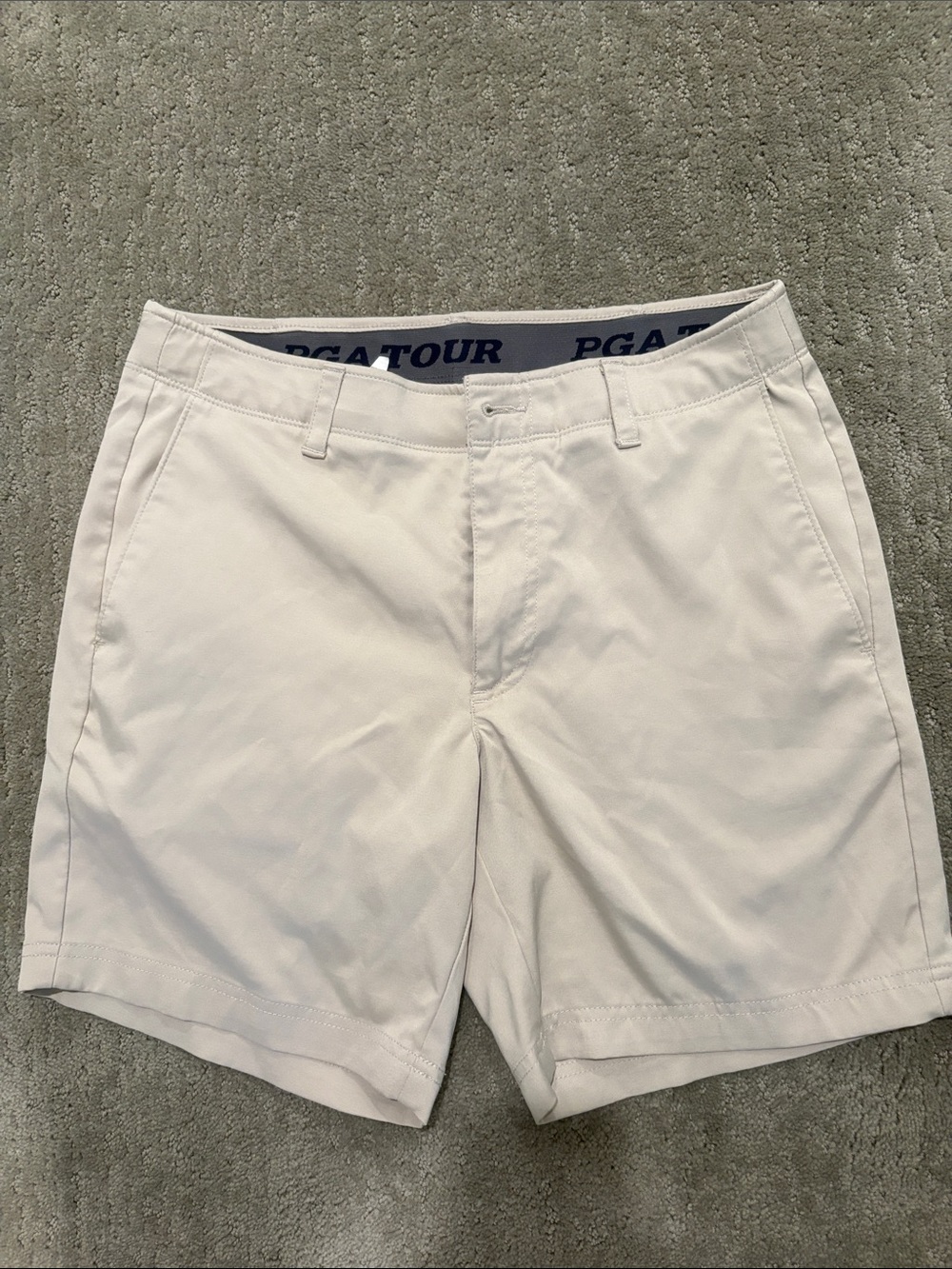 PGA TOUR White Performance Flat-Front Golf Shorts